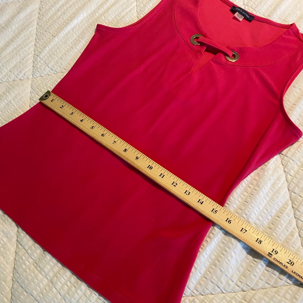 Tommy Hilfiger Hot Pink Womens Sleeveless Top Blouse Unique Neckline Size Large - Picture 6 of 10